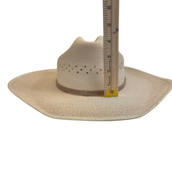 Atwood Made in Mexico Hereford Low Crown Long Oval Palm Leaf Cowboy Hat - 6 7/8 - Picture 8 of 9